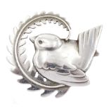 Georg Jensen silver bird and fern brooch