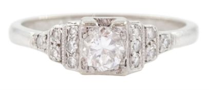 Art Deco white gold single stone diamond ring