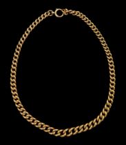 Early 20th century 9ct rose gold graduating curb link chain necklace