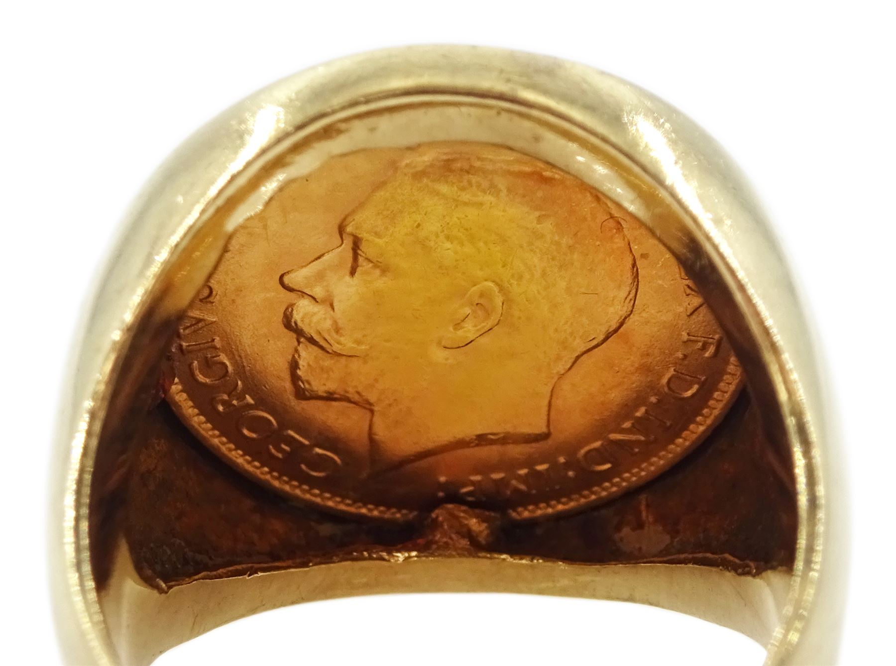 King George V 1912 half sovereign loose mounted in a 9ct gold ring - Image 4 of 4