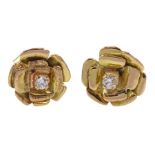 Pair of 14ct gold round brilliant cut diamond stud earrings