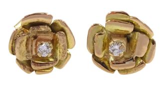 Pair of 14ct gold round brilliant cut diamond stud earrings
