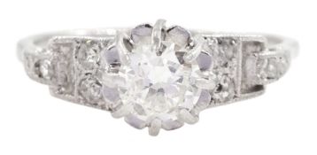 Platinum single stone old cut diamond ring