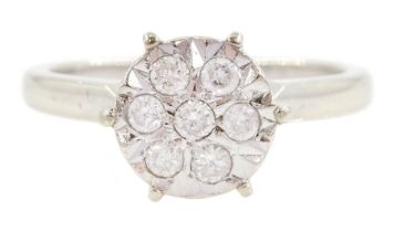 White gold round brilliant cut diamond cluster ring