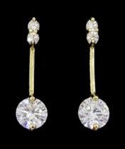 Pair of 9ct gold cubic zirconia pendant stud earrings