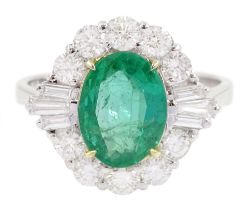 18ct white gold oval cut emerald