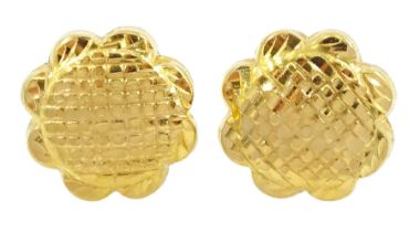 Pair of 21ct gold abstract sunflower screw back stud earrings