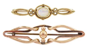 9ct gold Celtic design opal bar brooch