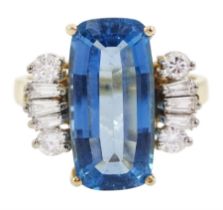 14ct gold blue topaz and diamond ring