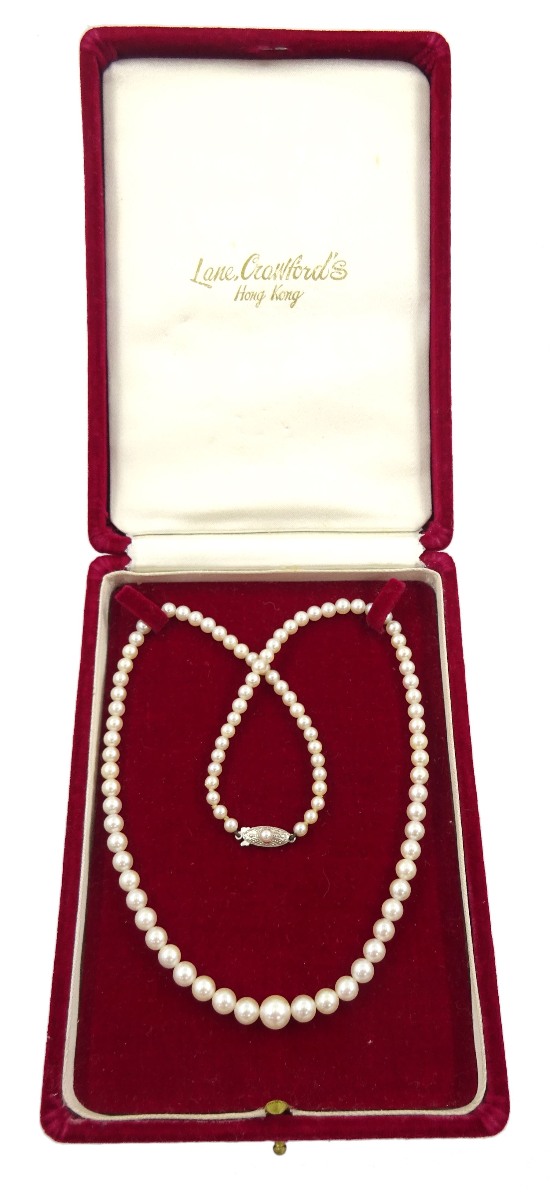 Mikimoto graduated single strand cultured pearl necklace - Image 2 of 3