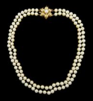 Double strand cultured pearl necklace