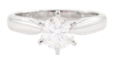 Platinum single stone round brilliant cut diamond ring