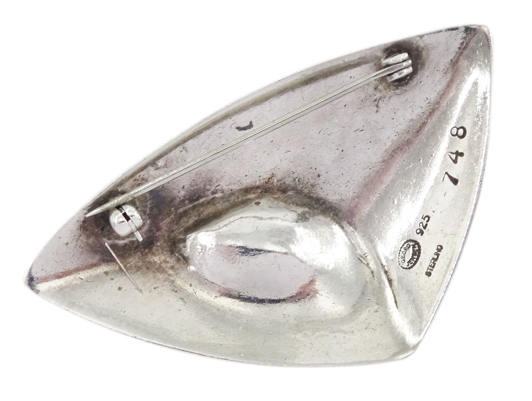 Georg Jensen silver abstract triangle brooch - Image 2 of 3