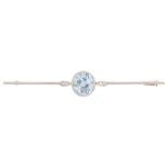 Early 20th century blue zircon and rose cut diamond bar brooch