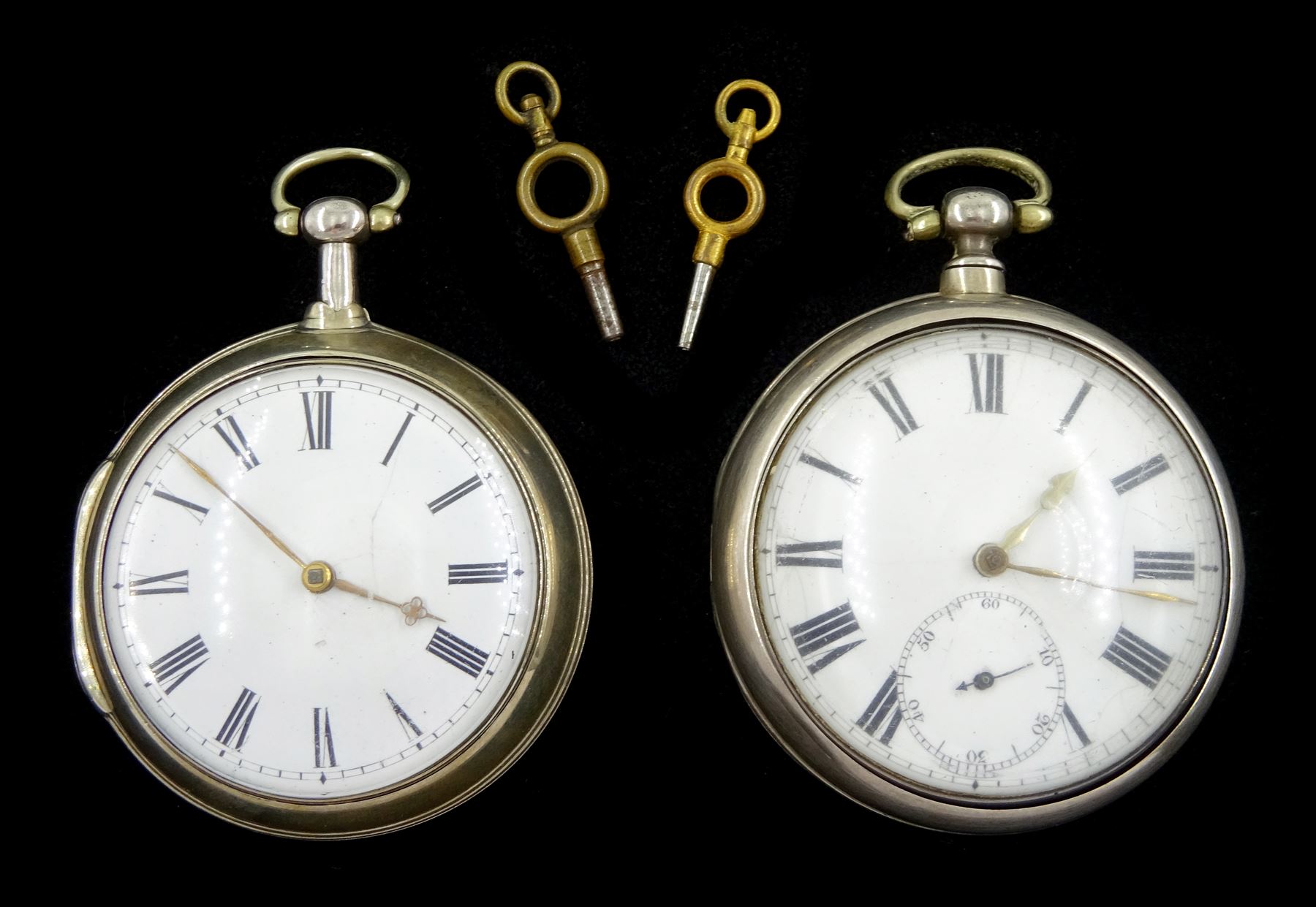 George III silver pair cased verge fusee pocket watch by Thomas Woodward