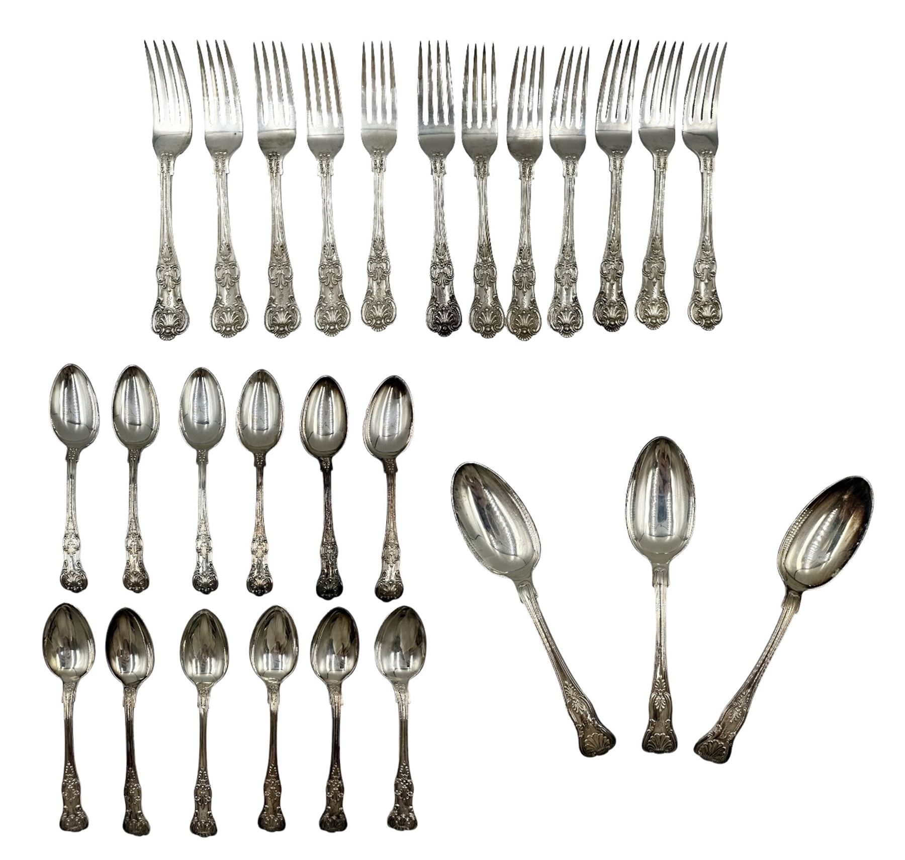 Silver Queens Pattern dessert service for twelve persons