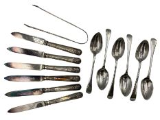 Set of six Edwardian silver teaspoons engraved with initial 'B' Sheffield 1907 Maker John Round & So