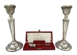 Pair of modern silver candlesticks H24cm