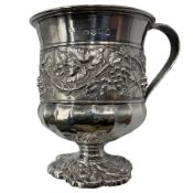 George III silver mug with leaf capped handle