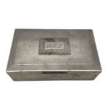 Large engine turned silver cigarette box engraved with initials 22cm x 13cm Birmingham 1973 Maker C