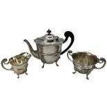 A late Victorian matched silver three piece tea set