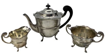 A late Victorian matched silver three piece tea set
