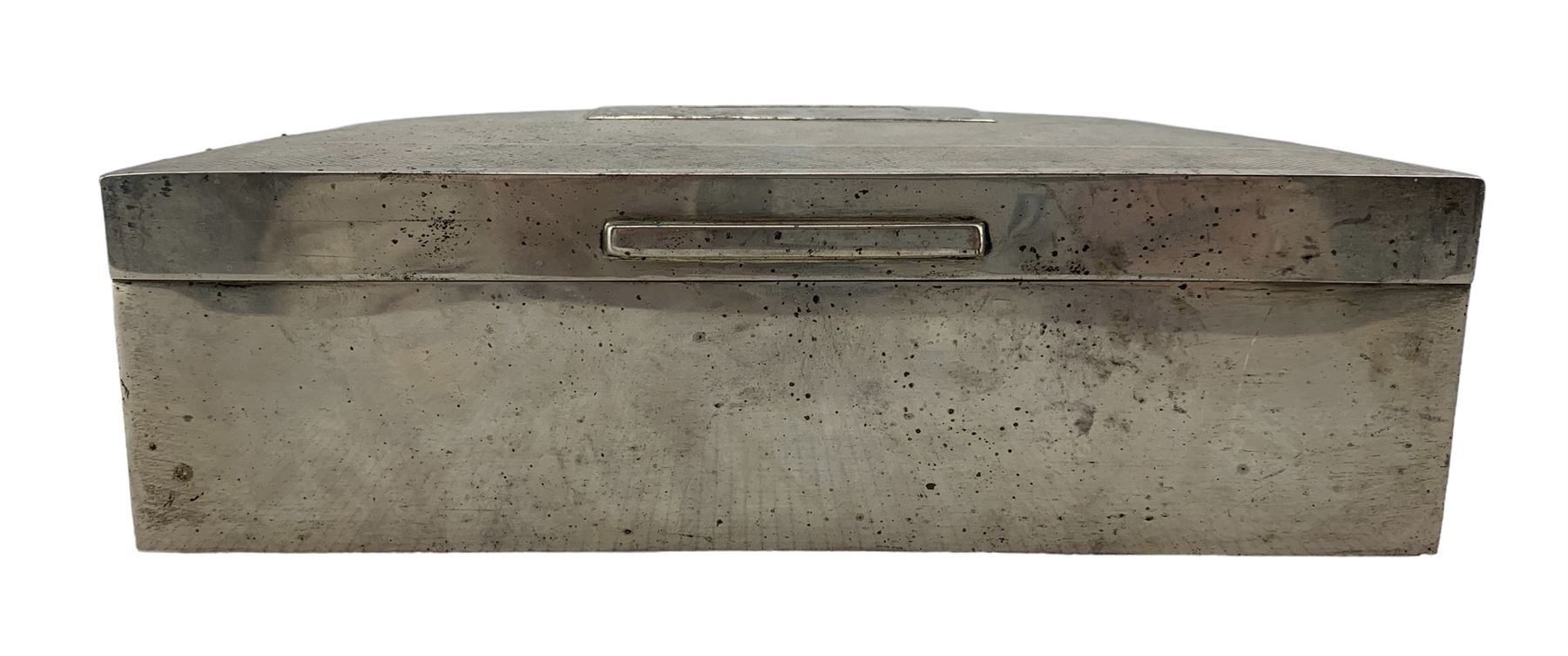 Large engine turned silver cigarette box engraved with initials 22cm x 13cm Birmingham 1973 Maker C - Image 2 of 4