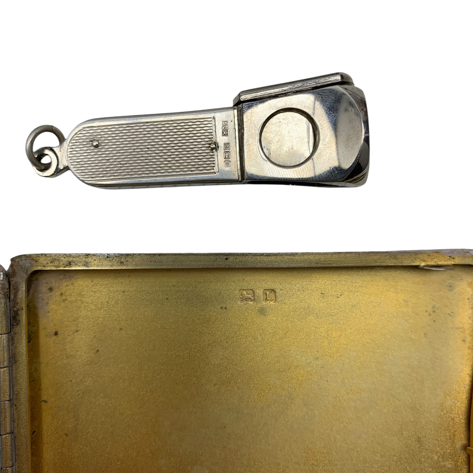 Engine turned silver cigarette case engraved with initials Birmingham 1935 Maker William Neale Ltd - Image 2 of 4