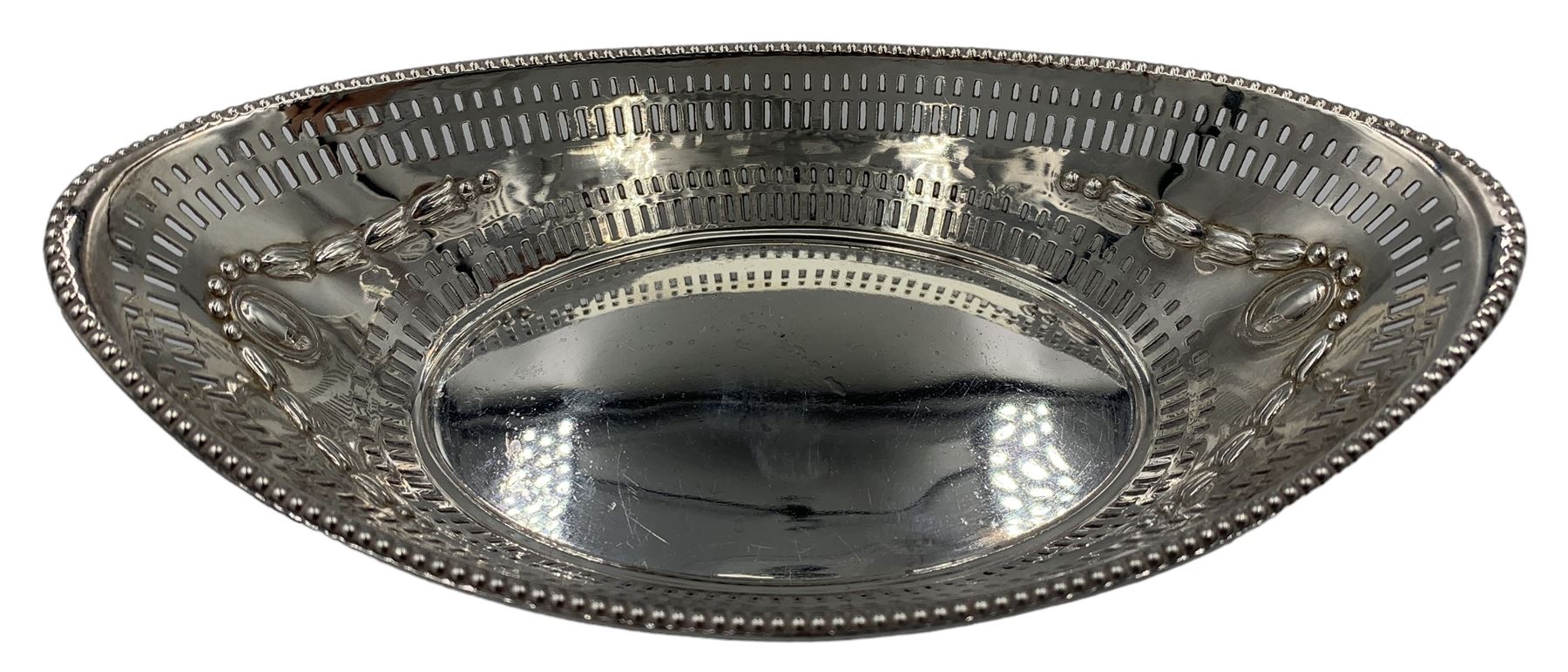Pair of silver oval open salts with pierced sides - Image 3 of 8