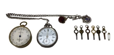 Gentleman's Victorian silver pocket watch with white dial and subsidiary seconds dial in silver case