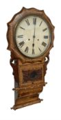 American - late 19th century wall clock with an octagonal dial surround and parquetry work to the c