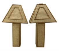 Pair of mid century square section table lamps