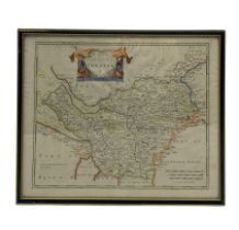 Robert Morden - 18th century map 'The County Palatine of Chester' with hand coloured decoration 39cm