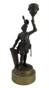 19th century French bronze candlestick modelled as a Knight