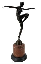 After J Phillip - Bronze of an Art Deco style dancer with Paris foundry mark and incised A7255 on ma