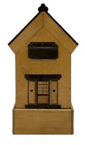 Early 20th century marquetry puzzle money box in the form of a house