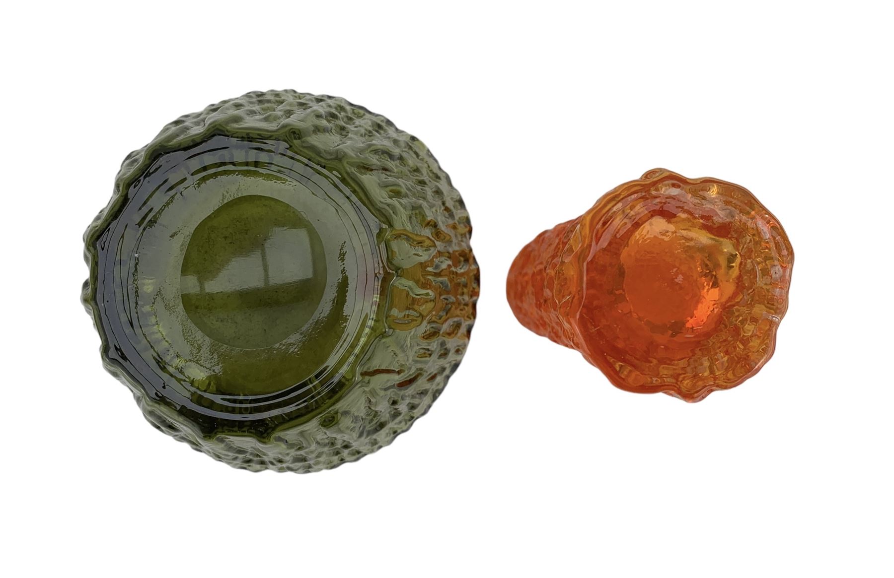 Two pieces of Whitefriars glass comprising tangerine orange bark finger vase - Image 2 of 2