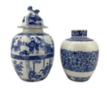 Chinese Kangxi style blue and white jar