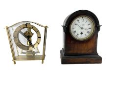 An English early 20th century mahogany 8-day mantle clock with a French timepiece movement and enam