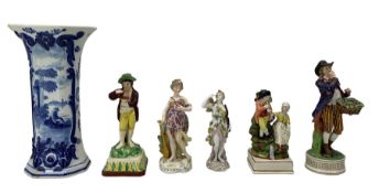 19th century Staffordshire Pearlware figures depicting a pair of musicians