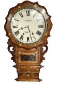 G. Griffin of Tamworth - American late 19th century 8-day wall clock with a scalloped dial surround