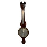 Early 19th century - Mahogany cased Sheraton mercury barometer with a break arch pediment and finia