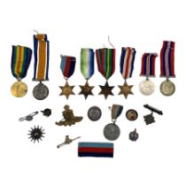 Group of WWI and WWII medals and other items