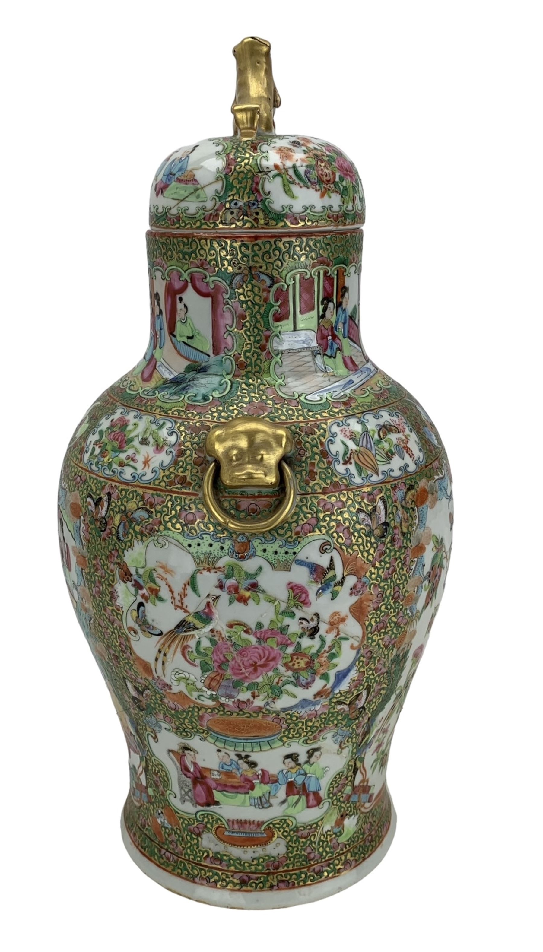 19th century Chinese Canton famille rose vase and cover - Image 10 of 15