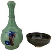 Chinese celadon ground garlic neck vase