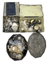 Quantity of pocket watch and wristwatch parts in three tin boxes