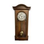 Hermle - German 20th century wooden wall clock in a plain case with a fully glazed case door