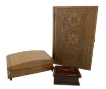 20th century chip carved box in the form of a book