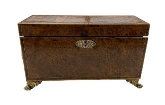 Early to mid 19th century burr yew wood tea caddy