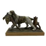 20th century Austrian cold painted spelter table lighter in the form of a spaniel retrieving a pheas